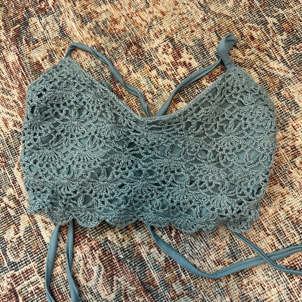 Target Women's Crochet Bikini Top Army Green